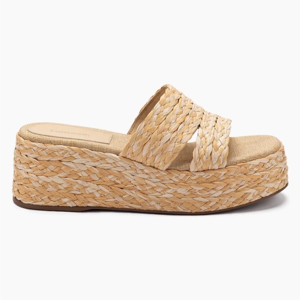 Larroudé Ash Flatform Sandal in Natural Raffia